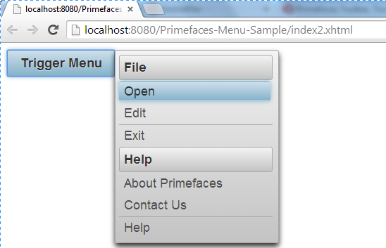 tìm hiểu PrimeFaces Menu