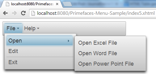 PrimeFaces Menu