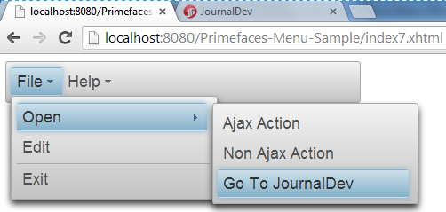 khám phá PrimeFaces Menu