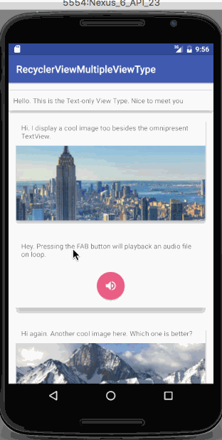 android recyclerview type project