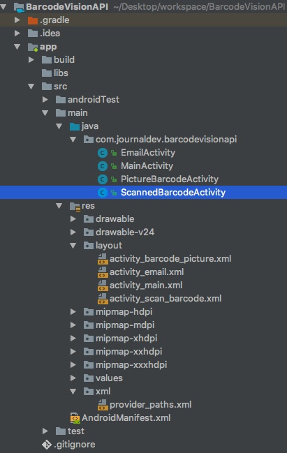 android barcode detector project structure