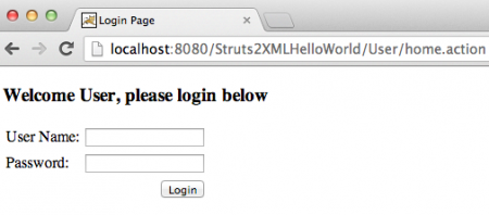 Struts Hello World XML login