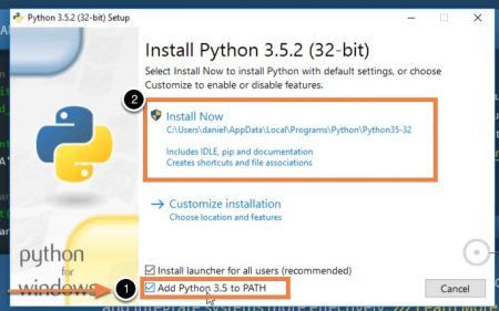 windows setup run the python installer
