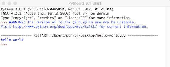 python hello world mac