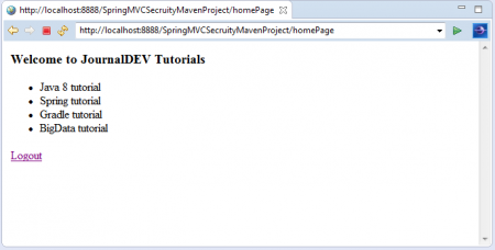 Ứng dụng ví dụ đăng nhập và đăng xuất với Spring Security