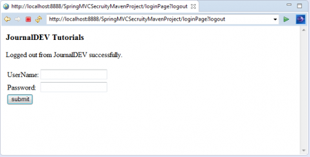 Ứng dụng ví dụ đăng nhập và đăng xuất với Spring Security