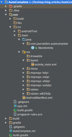AutoCompleteTextView trong Android