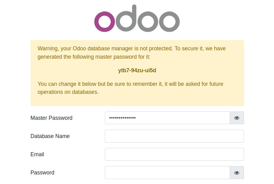 odoo db setup