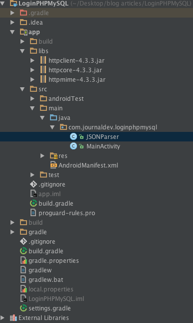 Cấu trúc project đăng nhập và đăng ký trên Android