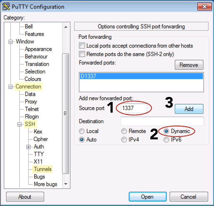 sử dụng SOCKS proxy 