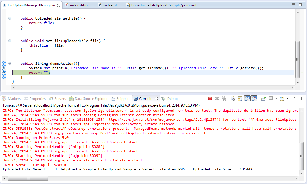 fileupload trong PrimeFaces