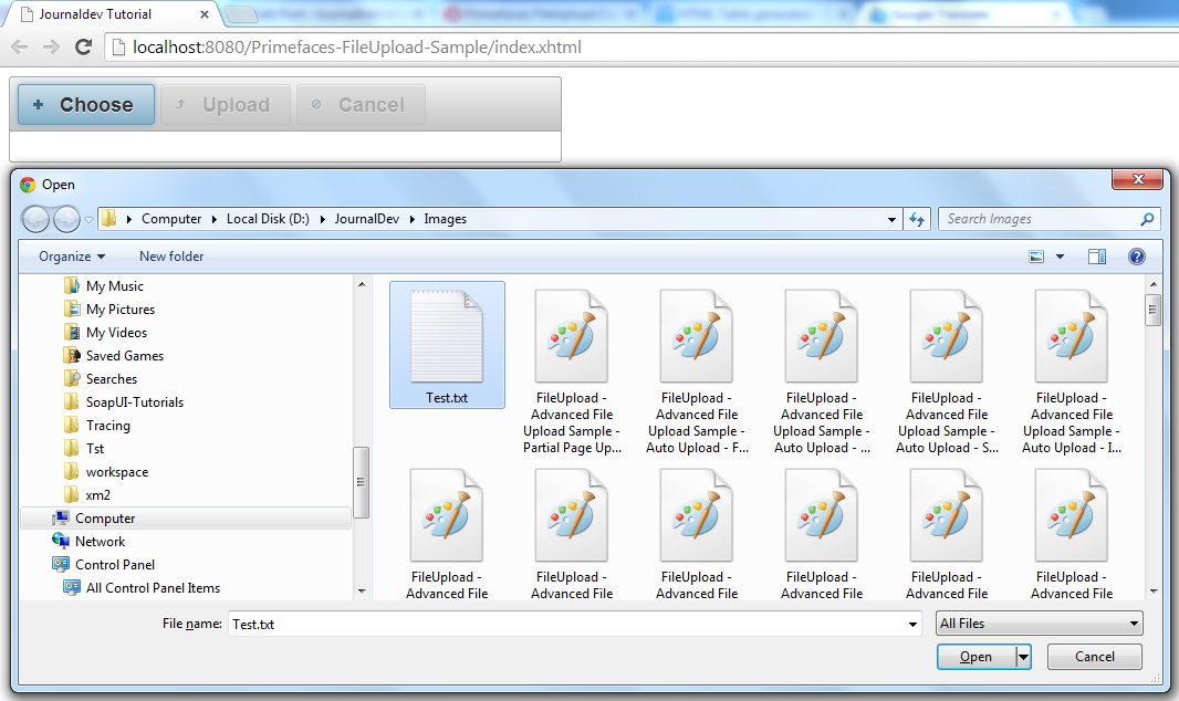fileupload trong PrimeFaces