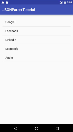 android json parsing output