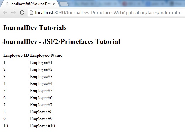 JSF Primefaces Simple Demo