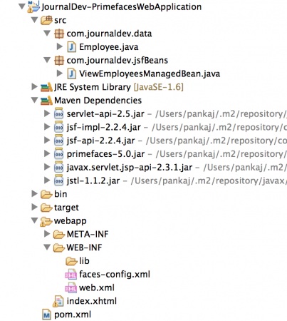 JSF PrimeFaces Example Project