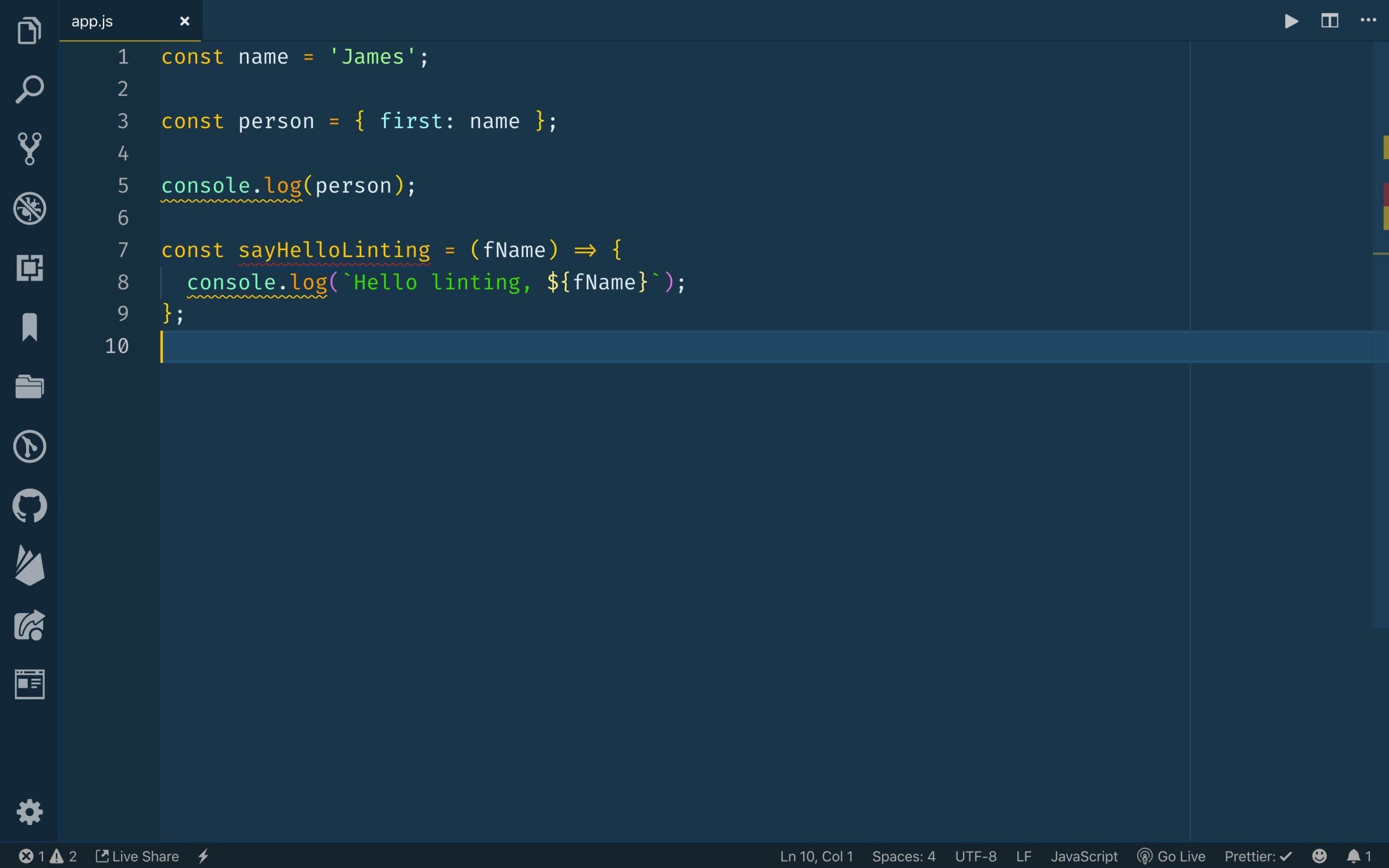 dinh dang bang lint visual studio code 3