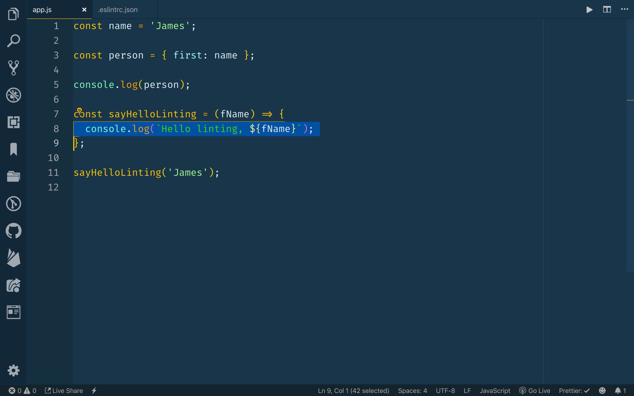 dinh dang bang lint visual studio code 4