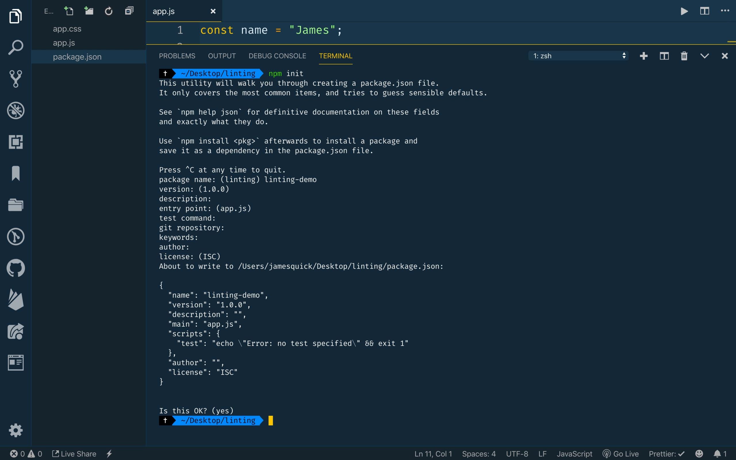 dinh dang bang lint visual studio code