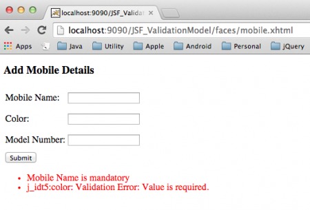 JSF xác thực với thẻ validator và custom validator