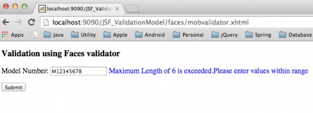 JSF xác thực với thẻ validator và custom validator