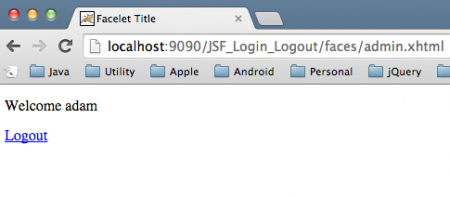 Trang báo thành công trong ứng dụng xác thực người dùng với JSF