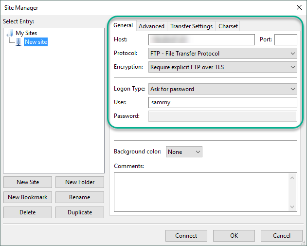 Giao diện đăng nhập vsftpd trên FileZilla