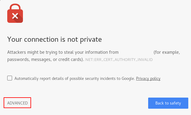 Thông báo về chứng chỉ SSL tự ký cho Nginx
