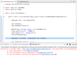 java clone object CloneNotSupportedException