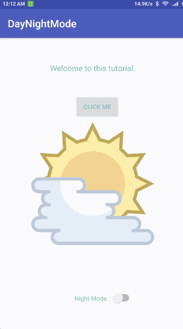Ứng dụng tích hợp theme DayNight trong Android
